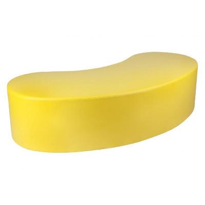 fabric upholstered kidney shaped ottoman 