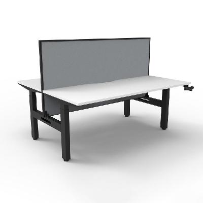 boost crank height adjustable back to back workstation with screens 