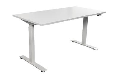 dual motor commercial grade height-adjustable sit-stand desk - white frame, white top, 1500w x 750d