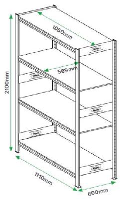 steelco t-span shelving - 2100h x 1110w x 450d (starter bay) t1-002