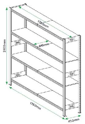 steelco t-span shelving - 2100h x 1760w x 450d (starter bay) t1-003