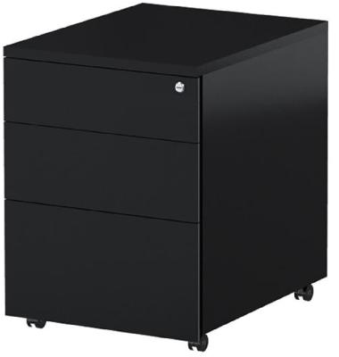 steelco trimline mobile pedestal 3-drawer lockable 390 x 500 x 615mm black satin 