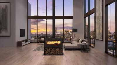 visionline taurus double sided freestanding wood fireplace 