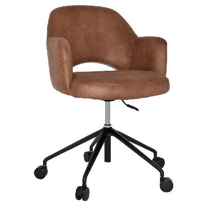 albury arm chair castor v2 black + eastwood tan 