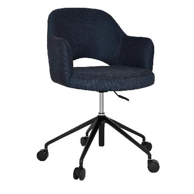 albury arm chair castor v2 black + gravity navy 