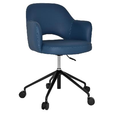 albury arm chair castor v2 black + vinyl blue 