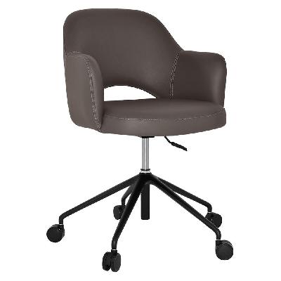 albury arm chair castor v2 black + vinyl charcoal 