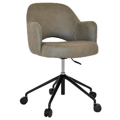 albury arm chair castor v2 black + pelle/benito sage 