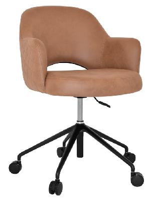 albury arm chair castor v2 black + pelle/benito tan 