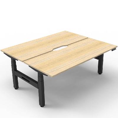 boost plus height adjustable double sided workstation 1200 x 750mm natural oak top / black frame 