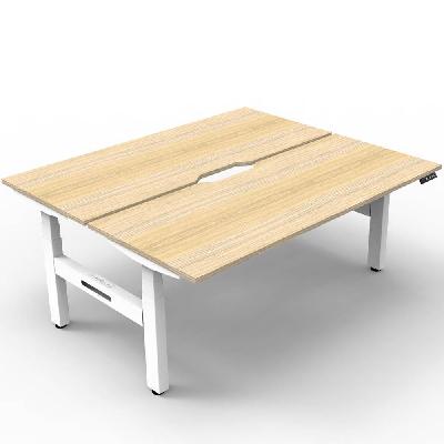 boost plus height adjustable double sided workstation 1200 x 750mm natural oak top / white frame 