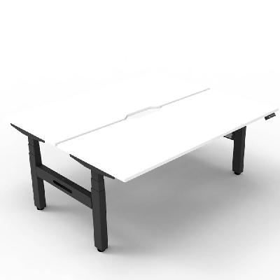 boost plus height adjustable double sided workstation 1200 x 750mm natural white top / black frame 