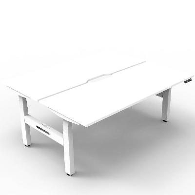 boost plus height adjustable double sided workstation 1200 x 750mm natural white top / white frame 