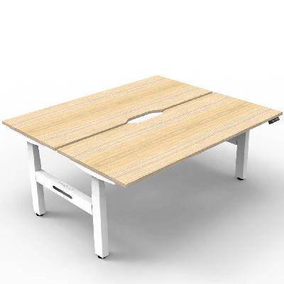 boost plus height adjustable double sided workstation 1800 x 750mm natural oak top / white frame 