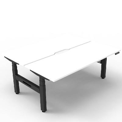 boost plus height adjustable double sided workstation 1800 x 750mm natural white top / black frame 