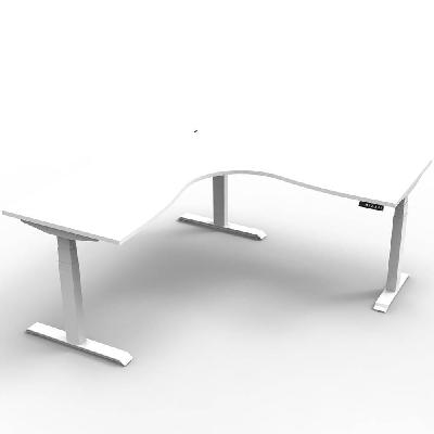 boost plus height adjustable corner workstation 1800 x 1500 x 750mm natural white top / white frame 