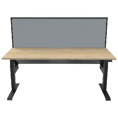 boost light single sided workstation with screen 1800mm natural oak top / black frame / grey screen 
