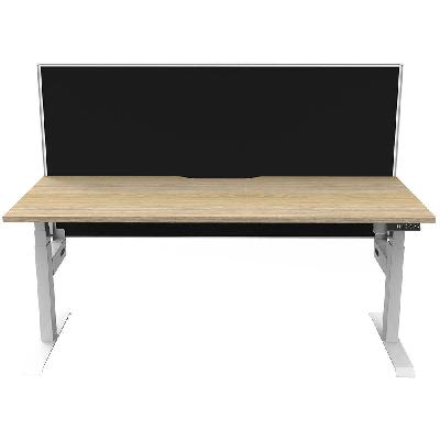 boost light single sided workstation with screen 1800mm natural oak top / white frame / black screen 