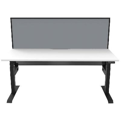 boost light single sided workstation with screen 1800mm natural white top / black frame / grey screen 