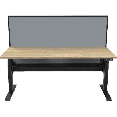 boost light single sided workstation with screen and cable tray 1200mm natural oak top / black frame / grey screen 