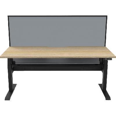 rapidline boost light single sided workstation with screen and cable tray 1200mm natural oak top / black frame / grey screen 