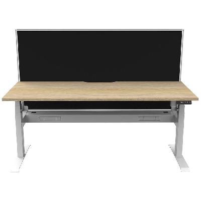 boost light single sided workstation with screen and cable tray 1200mm natural oak top / white frame / black screen 