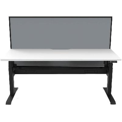 boost light single sided workstation with screen and cable tray 1800mm natural white top / black frame / grey screen 