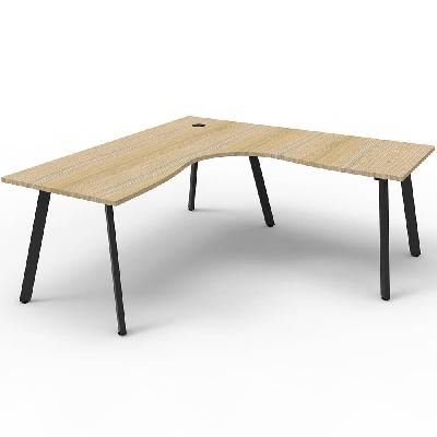 eternity corner workstation 1 person 1800 x 1500mm natural oak / black 