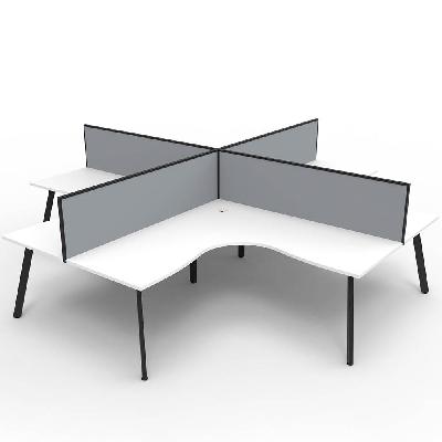 eternity corner workstation 4 person 1500 x 1500mm with screen natural white / black 