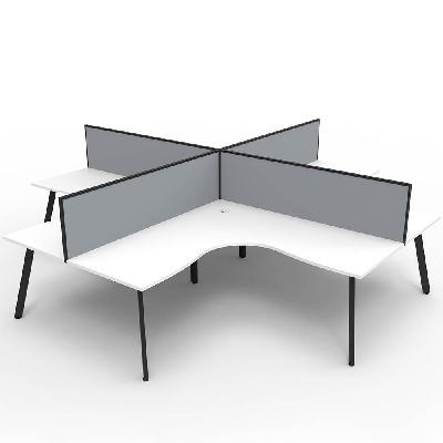 eternity corner workstation 4 person 1800 x 1800mm with screen natural white / black 