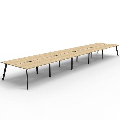 eternity workstation 10 people back to back 1800 x 750mm natural oak / black 