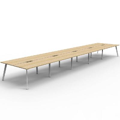 eternity workstation 10 people back to back 1800 x 750mm natural oak / white satin 