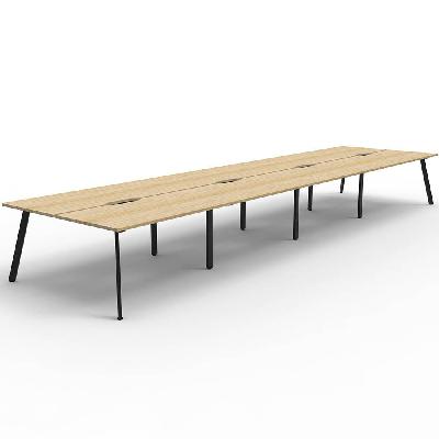 eternity workstation 8 person back to back 1800 x 750mm natural oak / black 
