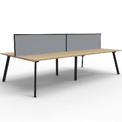 eternity workstation 4 person back to back 1800 x 750mm with screen natural oak / black 
