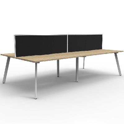 eternity workstation 4 person back to back 1800 x 750mm with screen natural oak / white satin 