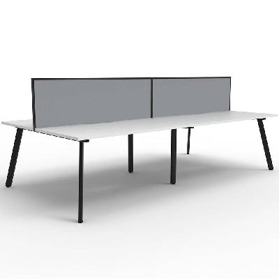 eternity workstation 4 person back to back 1800 x 750mm with screen natural white / black 