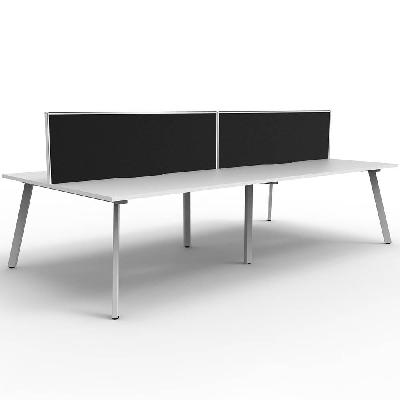 eternity workstation 4 person back to back 1800 x 750mm with screen natural white / white satin 