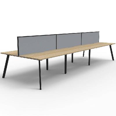 eternity workstation 6 person back to back 1200 x 750mm with screen natural oak / black 
