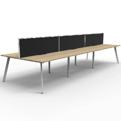 eternity workstation 6 person back to back 1200 x 750mm with screen natural oak / white satin 
