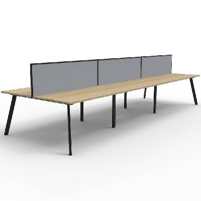 eternity workstation 6 person back to back 1500 x 750mm with screen natural oak / black 