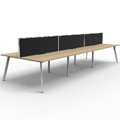 eternity workstation 6 person back to back 1500 x 750mm with screen natural oak / white satin 