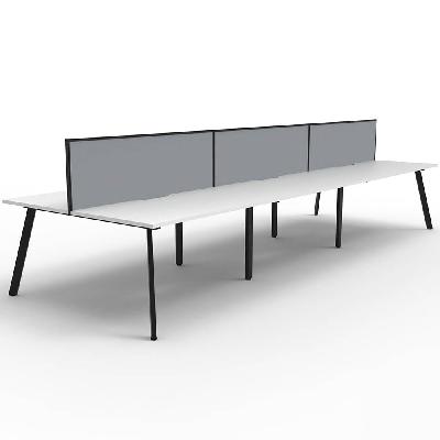 eternity workstation 6 person back to back 1500 x 750mm with screen natural white / black 