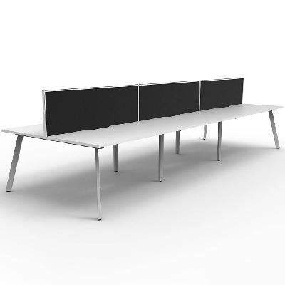 eternity workstation 6 person back to back 1800 x 750mm with screen natural white / white satin 