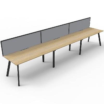 eternity workstation 3 person 1800 x 750mm with screen natural oak / black 