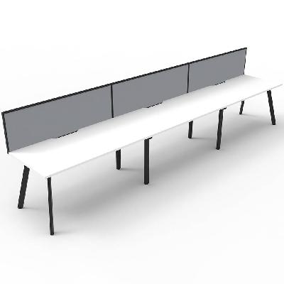 eternity workstation 3 person 1800 x 750mm with screen natural white / black 