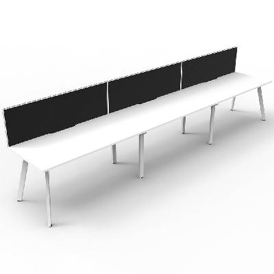 eternity workstation 3 person 1800 x 750mm with screen natural white / white satin 
