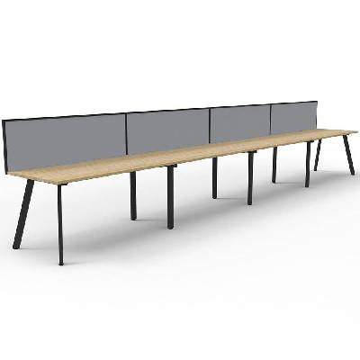 eternity workstation 4 person 1200 x 750mm with screen natural oak / black 