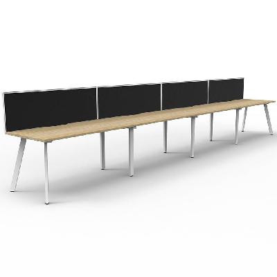 eternity workstation 4 person 1200 x 750mm with screen natural oak / white satin 
