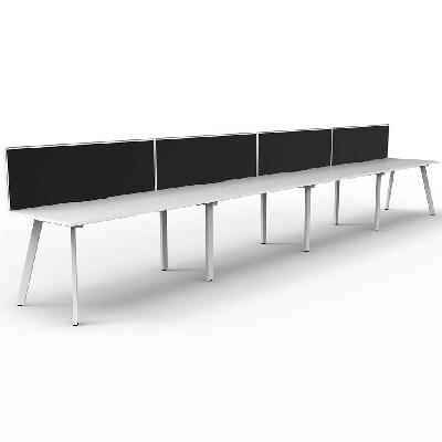 eternity workstation 4 person 1800 x 750mm with screen natural white / white satin 