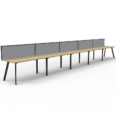 eternity workstation 5 person 1200 x 750mm with screen natural oak / black 
